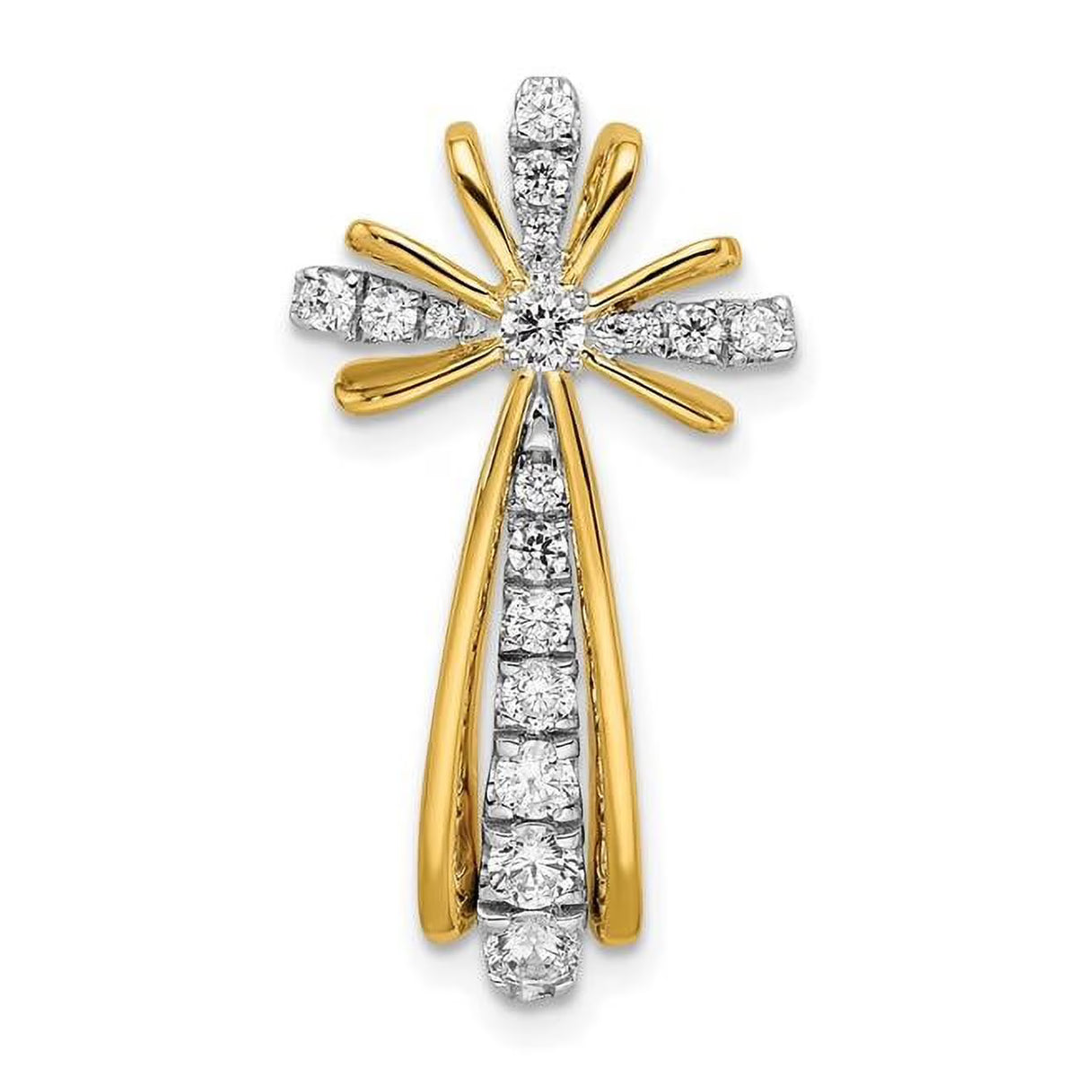 14K Two-tone Polished Diamond Cross Pendant M957736