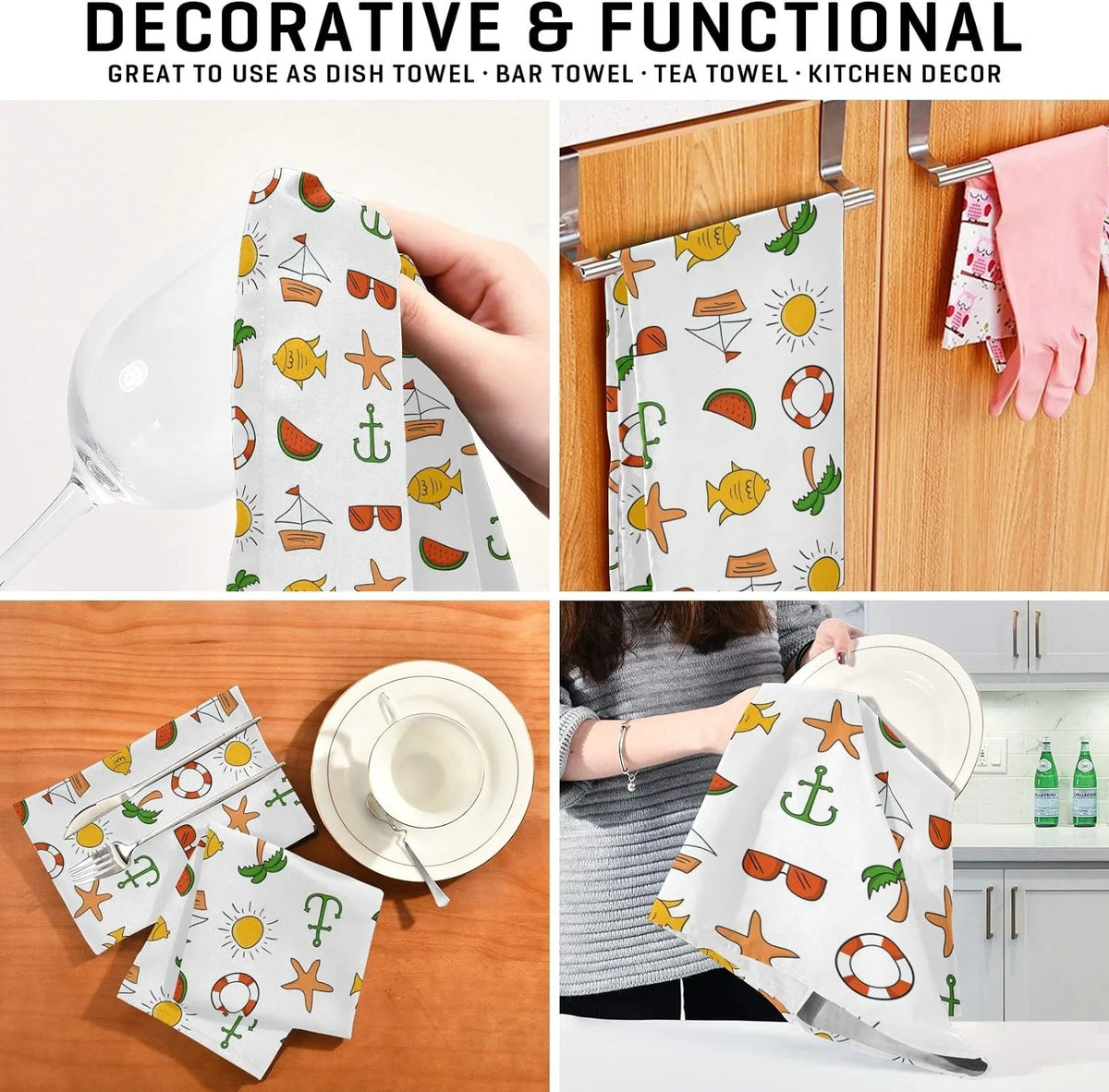 Kitchen Dish & Tea Towel, 28x18in-6 PCS V353266