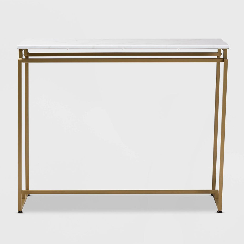 Gold Faux Marble Console Table E92430