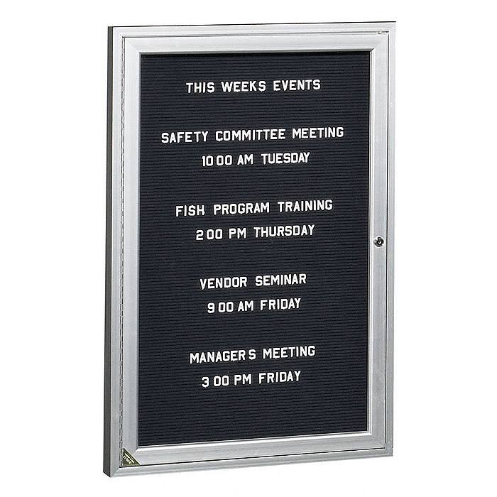 Black Satin Aluminum Enclosed Letter Board U94531