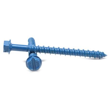 1/4 inch x 4 inch Concrete Screw Hex Washer Head Low Carbon Steel Blue Polymer Pk 100 X359