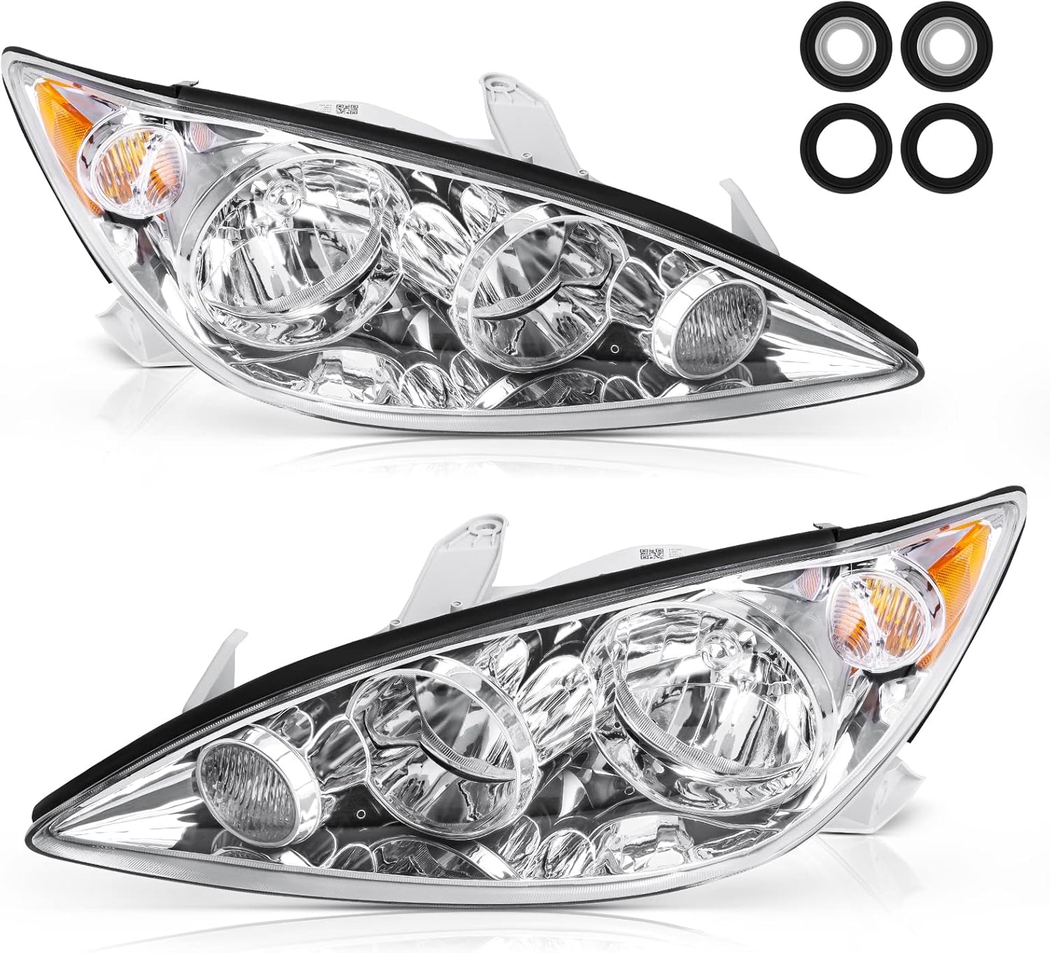 Chrome Housing Clear Lens Headlights Assembly T68666