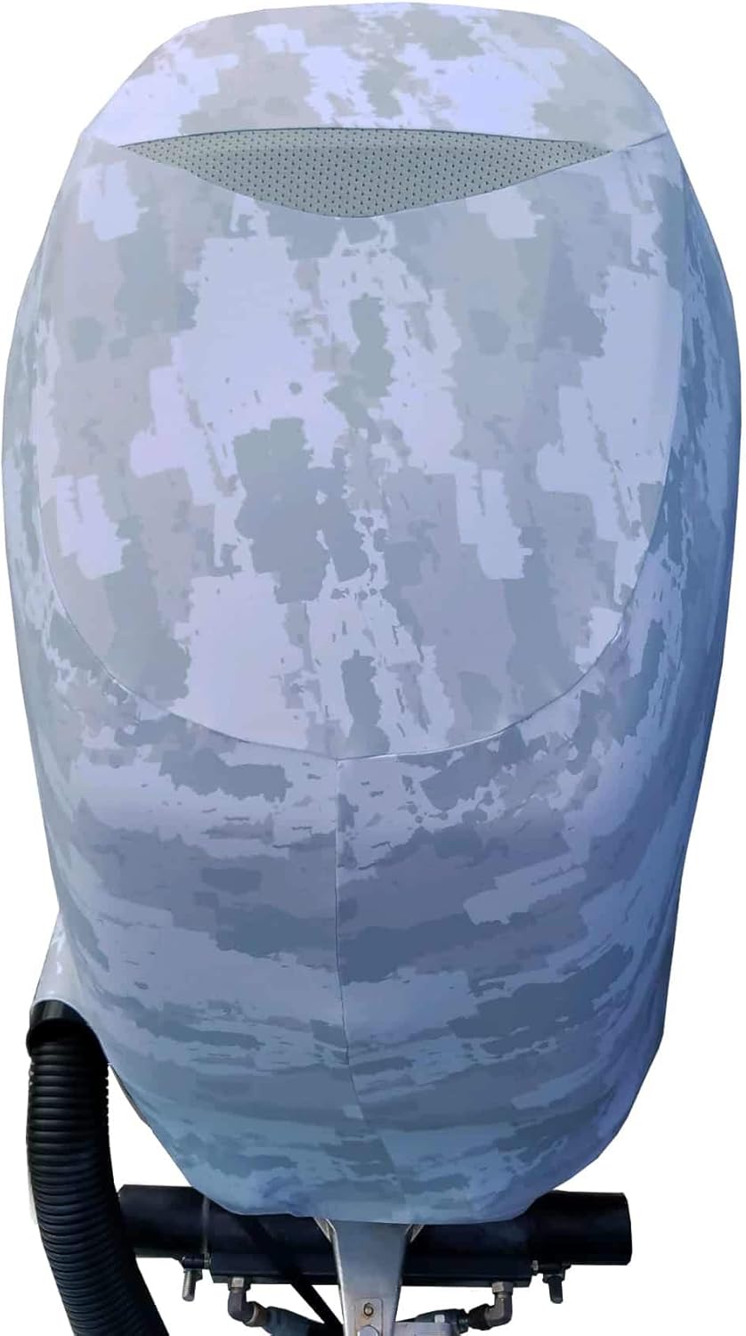 Grey Digital Camo Outboard Motor Cover Q93385