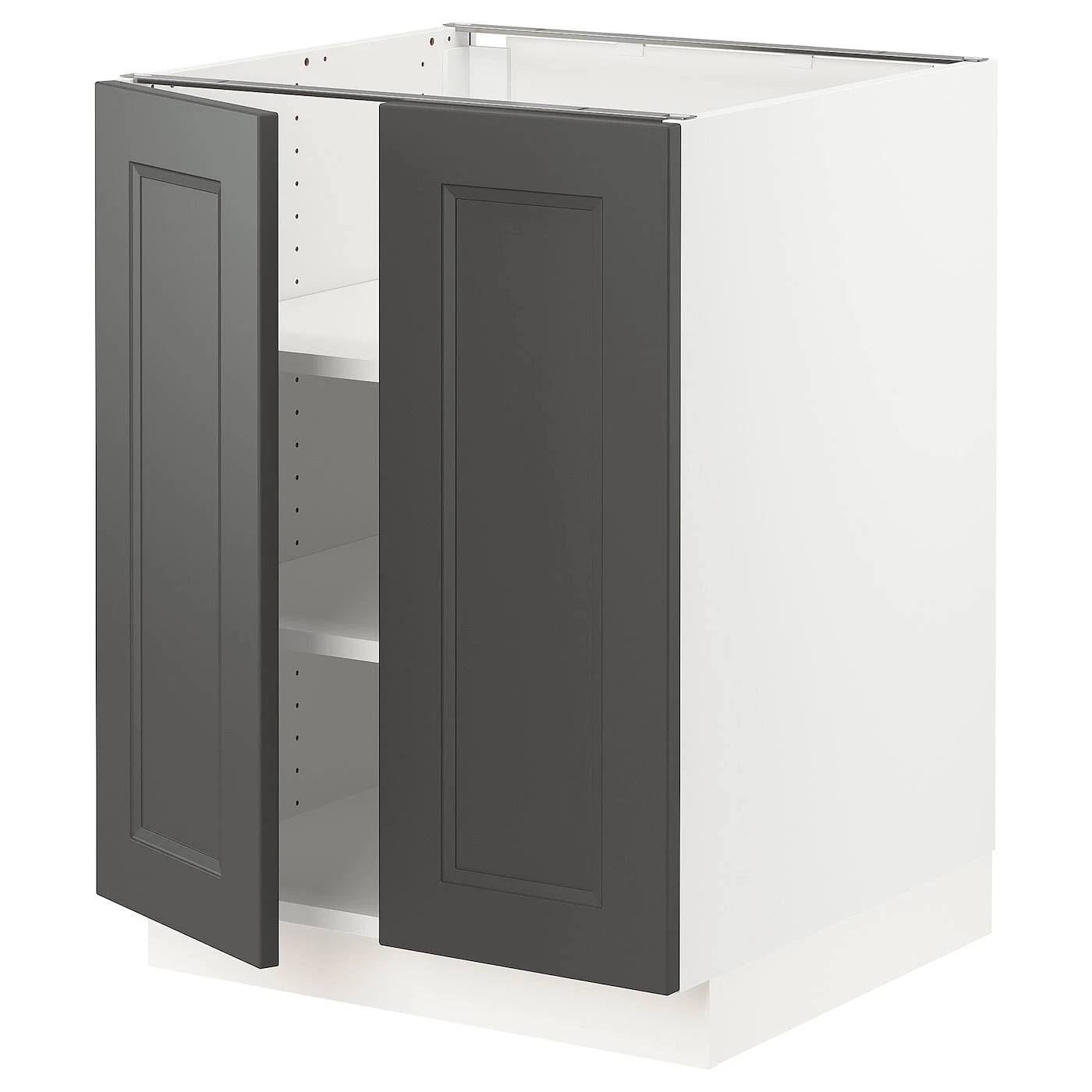 White Base Cabinet with Shelves and 2 Doors W874