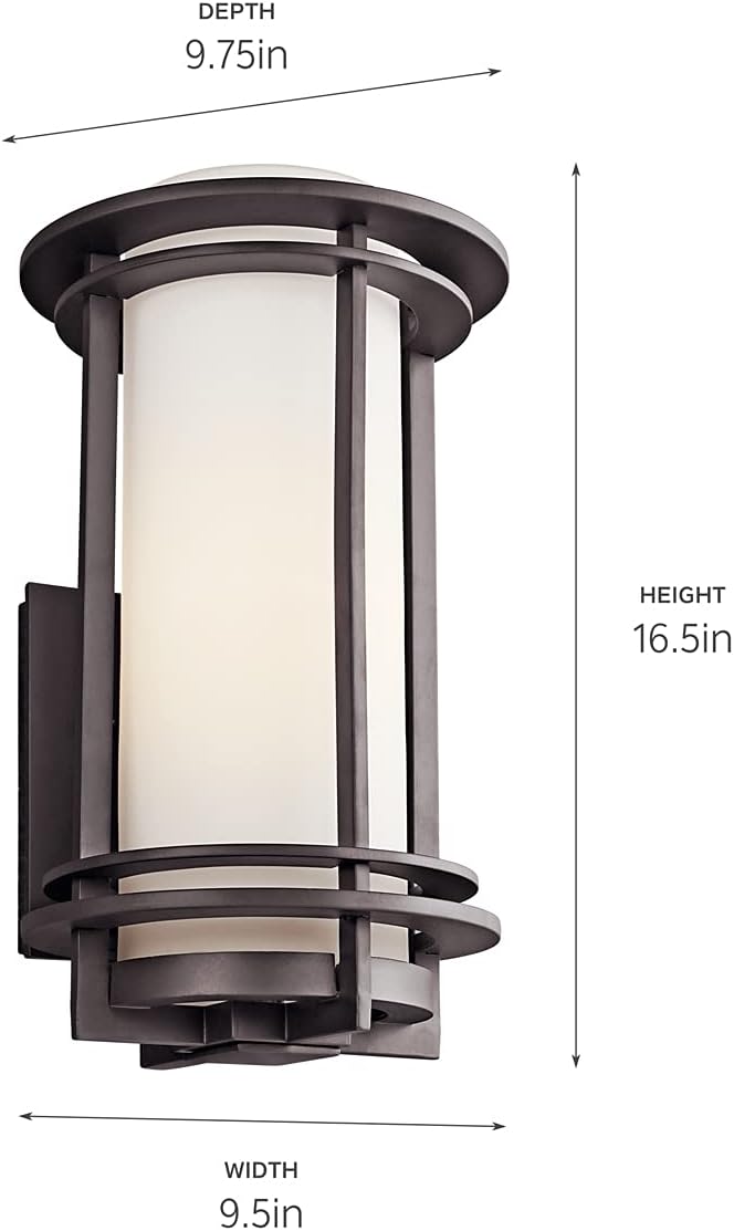16 1 Light Outdoor Wall Light with Satin Etched Cased Opal Glass in Architectural Bronze D46800