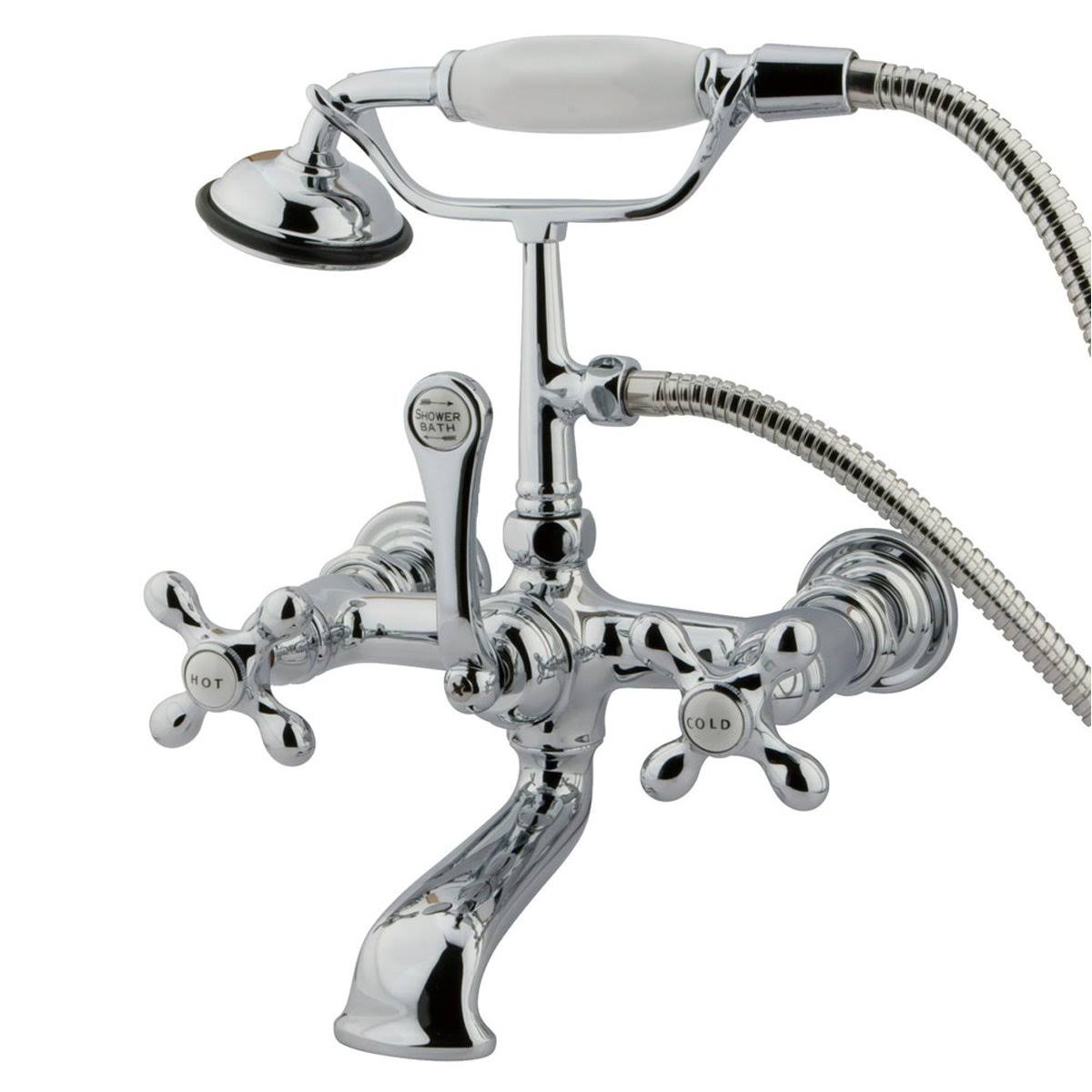 Vintage Satin Nickel Wall Mount Clawfoot Tub Filler with Hand Shower Y20473