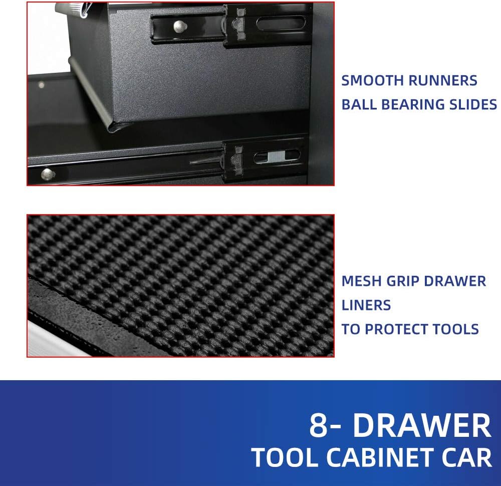 8-Drawer Metal Rolling Tool Chest with Wheels and Lock B4573