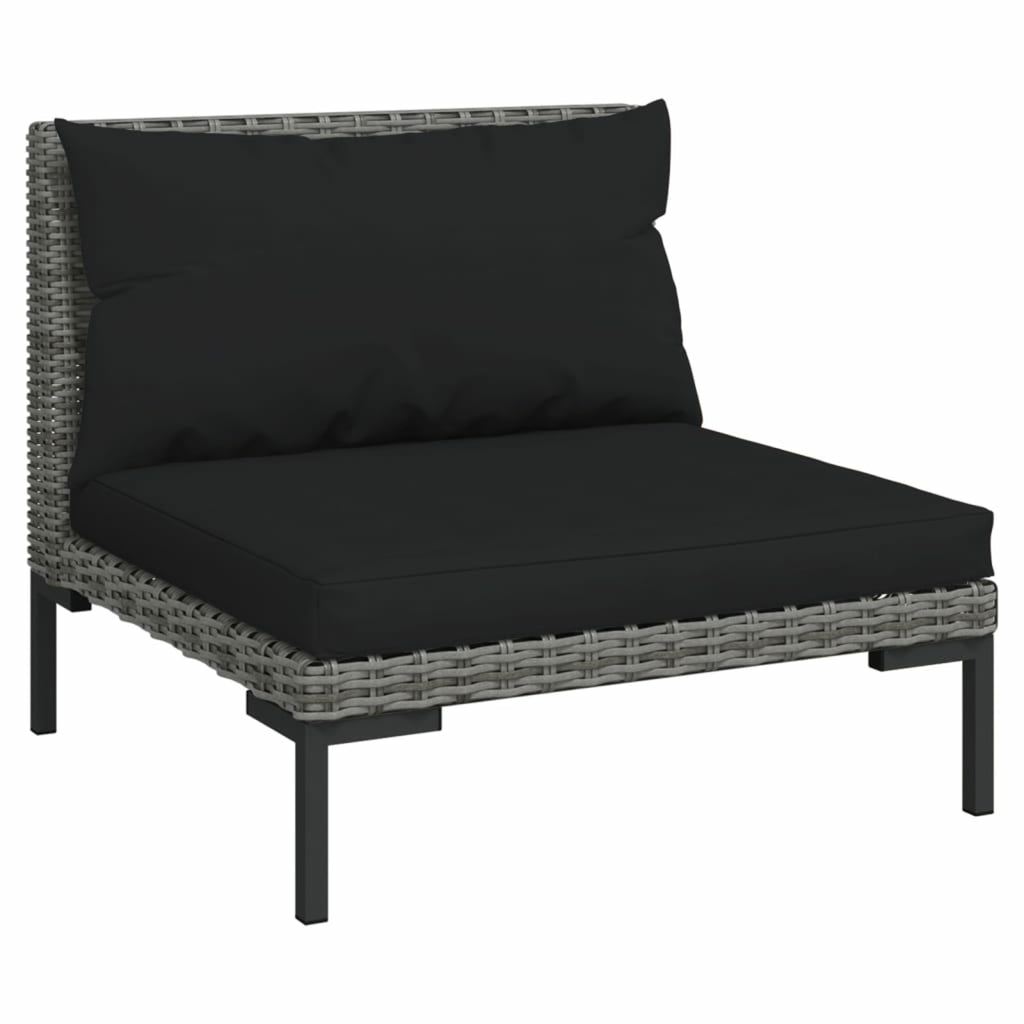 4 Piece Poly Rattan Outdoor Sectional Sofa Set with Cushions Steel Frame Y225043