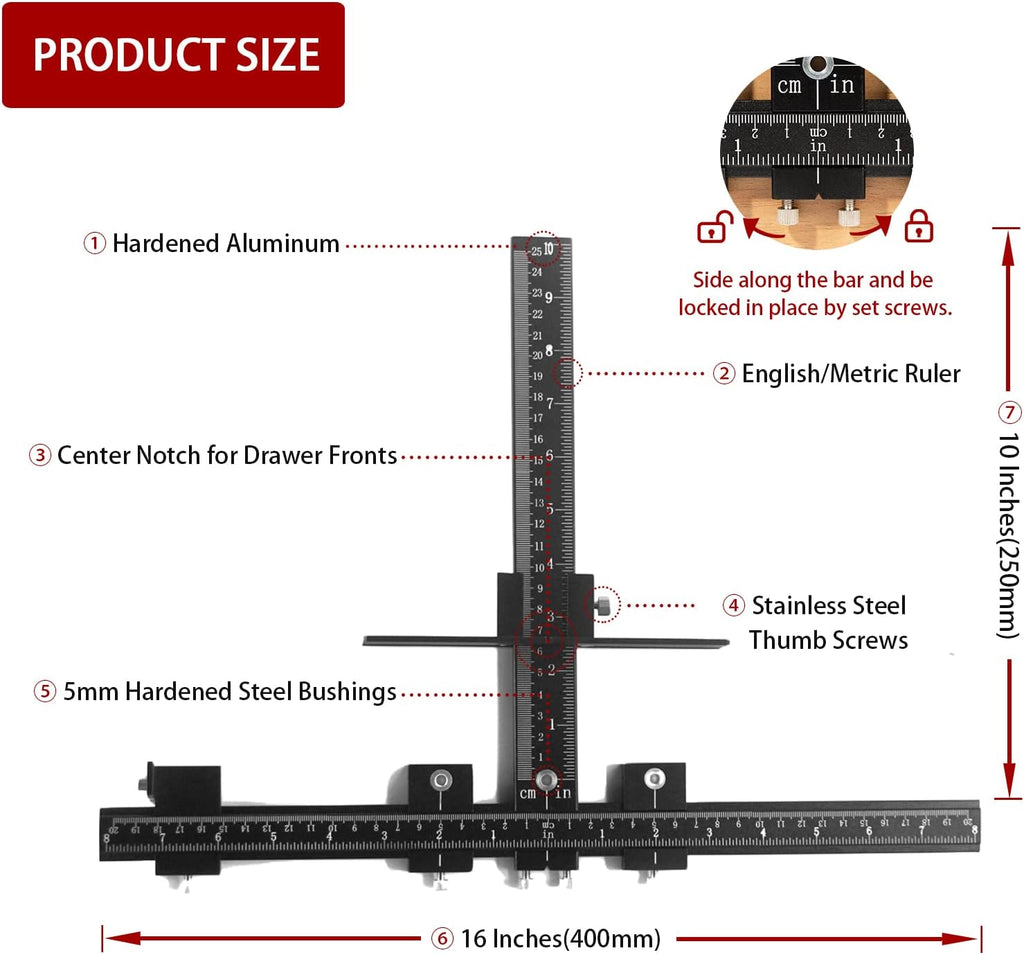 14-Piece Aluminum Alloy Cabinet Handle Template Jig Tool O269261