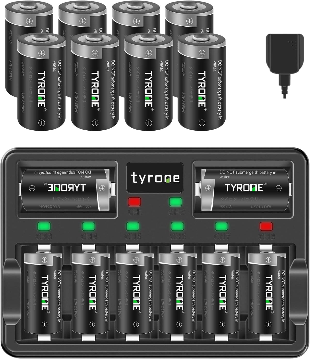 CR123A Rechargeable Batteries with Charger, 16 Pack Lithium Batteries with 8 Port Charger C88531