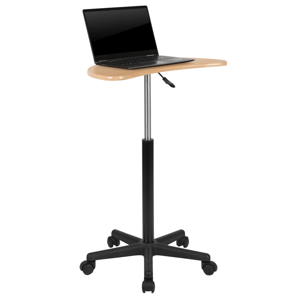 Maple Sit to Stand Mobile Laptop Computer Desk R62558