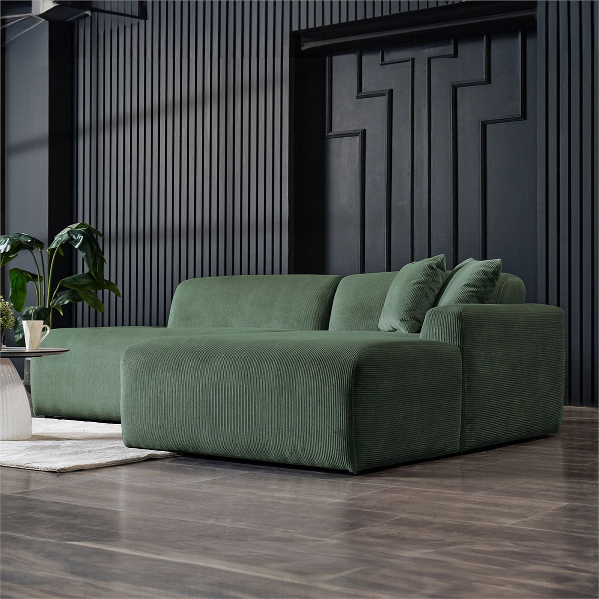 Green Velvet Right Sectional Sofa V217154