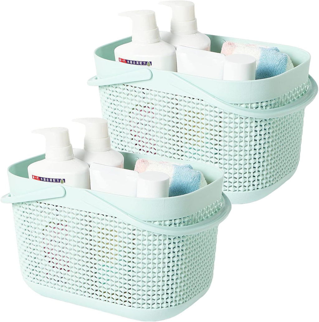 2-Pack Plastic Storage Baskets With Handles and Holes, White I665381