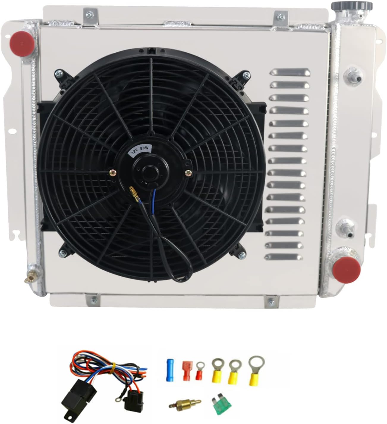 4 Row Core Radiator with Fan Shroud and Relay H7818