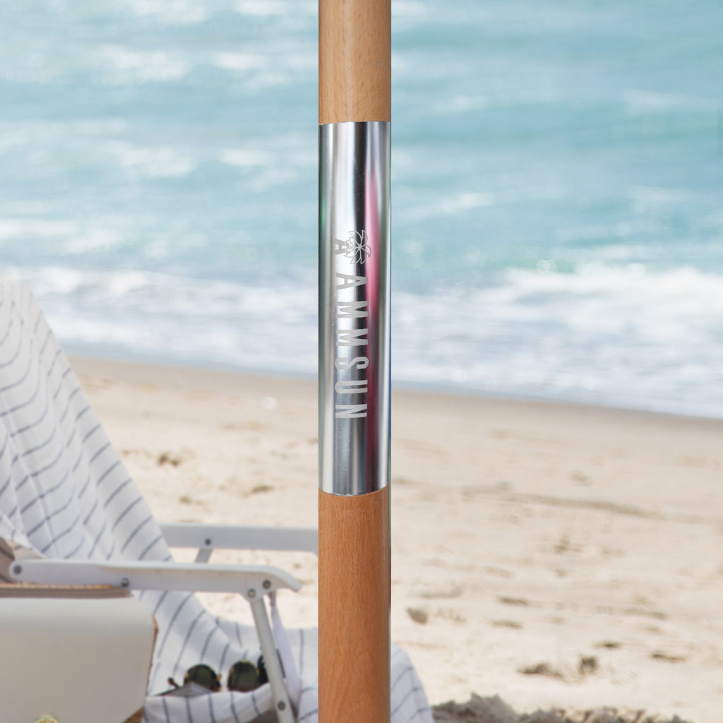 6.5ft Boho Fringe Beach Umbrella with Tassel Wood Pole UPF50+ UV Protection, Green S916