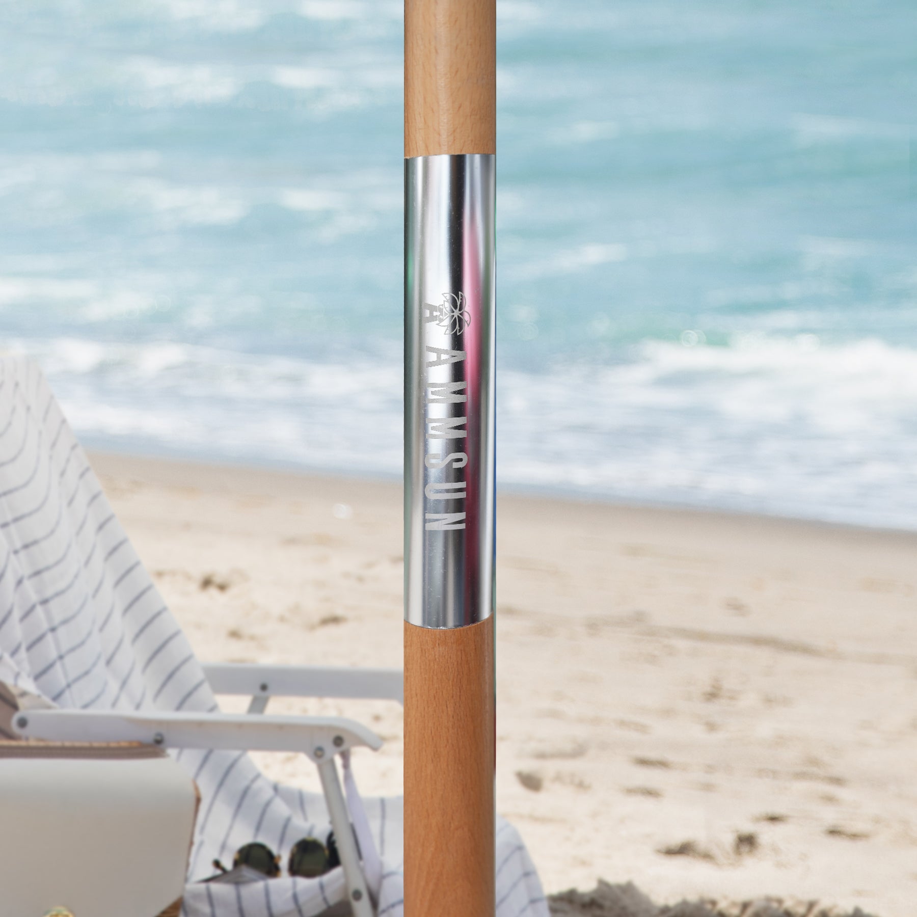 6.5ft Boho Fringe Beach Umbrella with Tassel Wood Pole UPF50+ UV Protection, Green S916