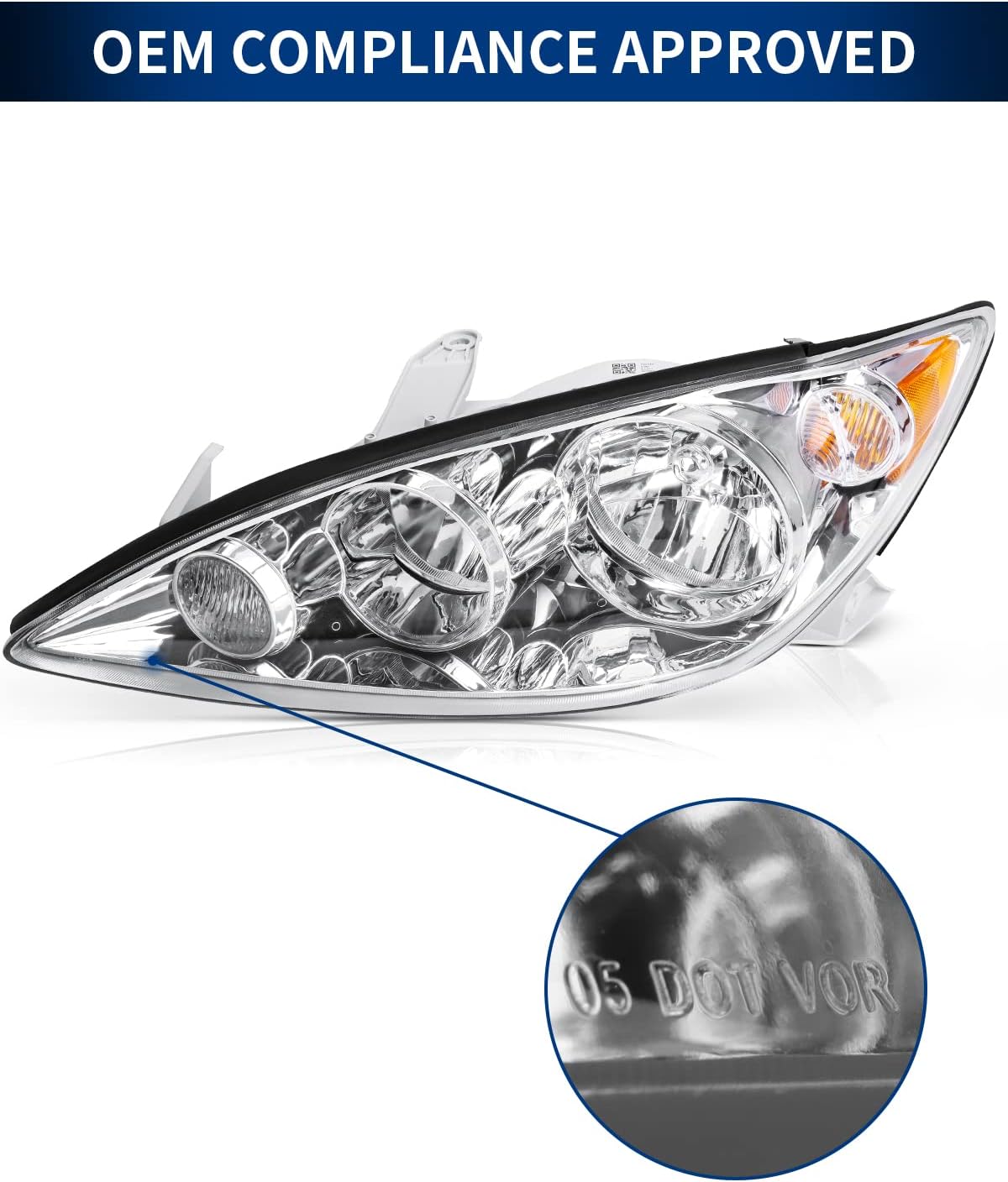 Chrome Housing Clear Lens Headlights Assembly T68666