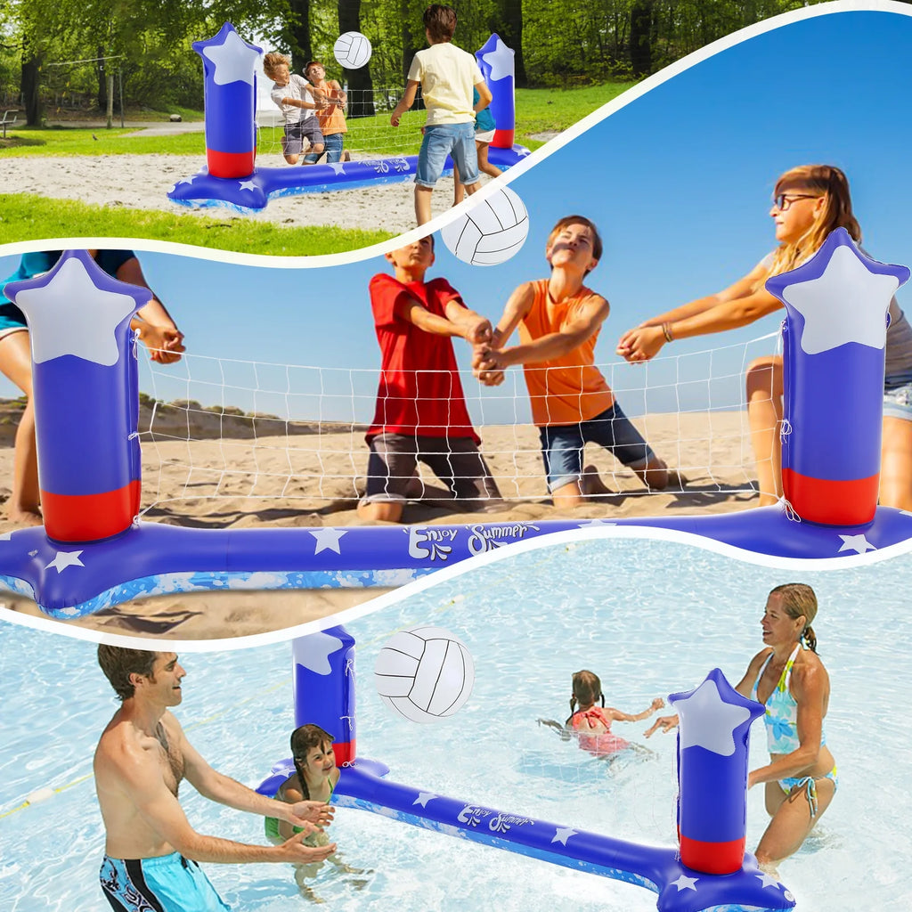 Inflatable Pool Volleyball Net and Basketball Hoop O799602