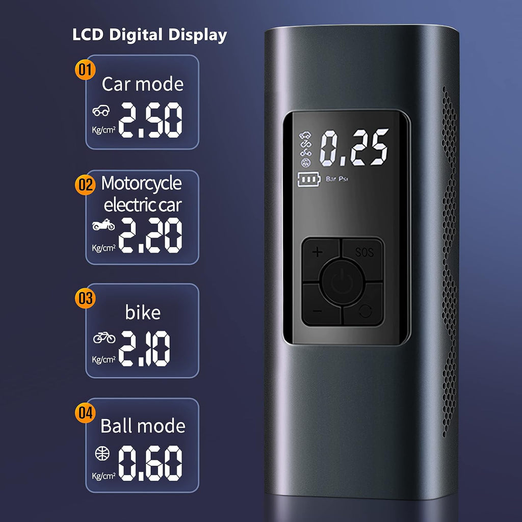 Portable Tire Inflator Air Compressor with 6000mAh Battery O4366