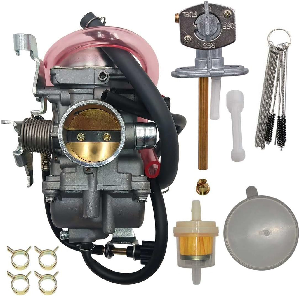 Carburetor with Fuel Valve Petcock Switch for Kawasaki BAYOU ATV KLF300, Pack of 2 S753
