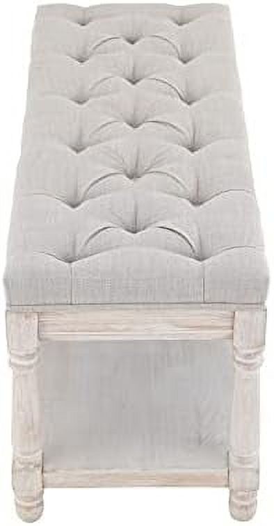 Beige Tufted Entryway Bench with Shoe Rack S4813