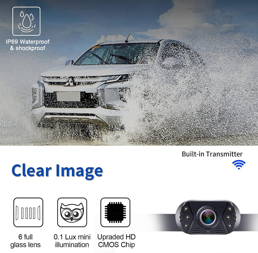 Wireless Backup Camera 5 Inch HD 1080P Bluetooth Two Channels Waterproof Night Vision V92609