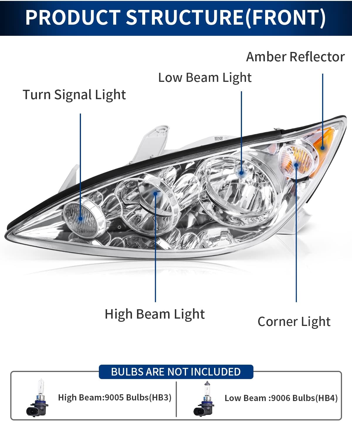 Chrome Housing Clear Lens Headlights Assembly T68666