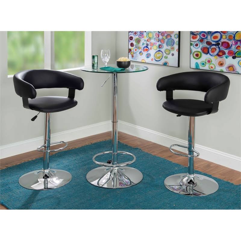 Black Faux Leather Adjustable Height Bar Stool Z47703