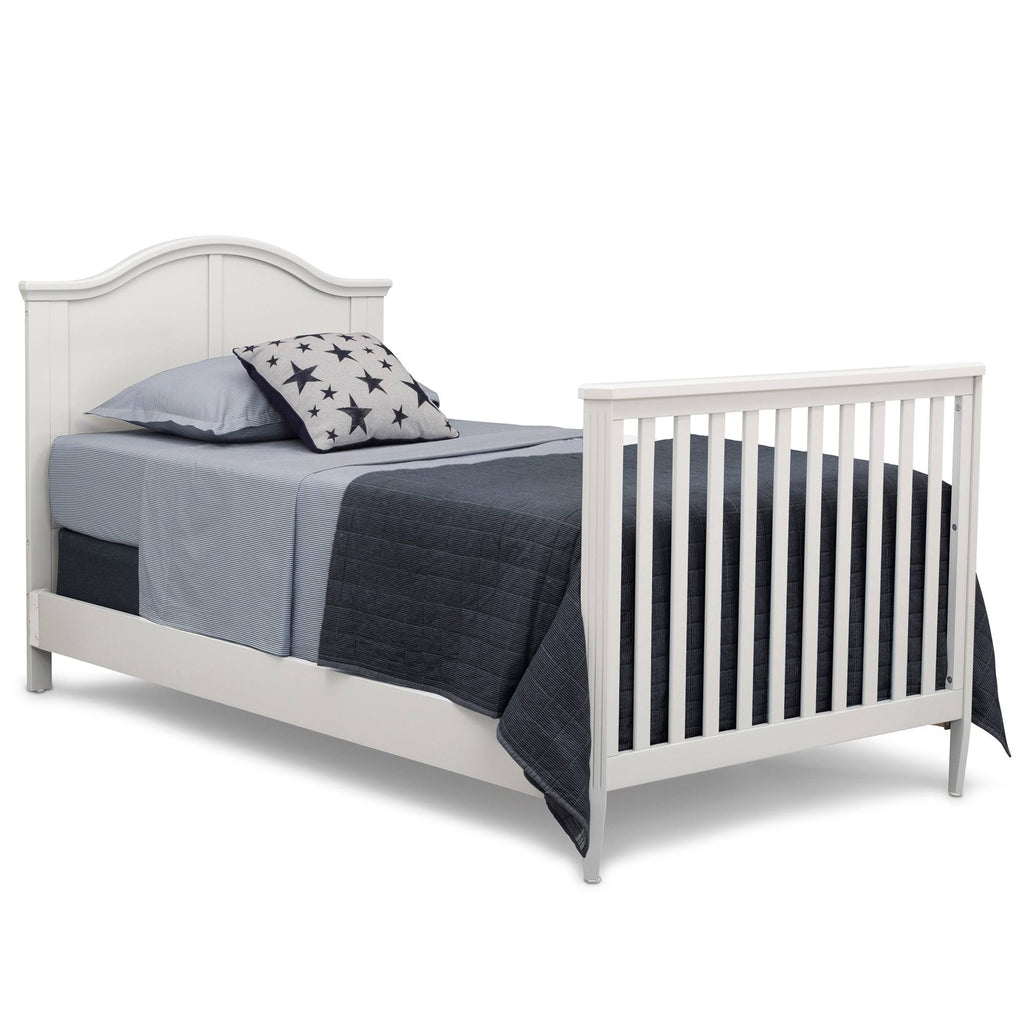Mini Convertible Baby Crib with Mattress in Bianca White J3149