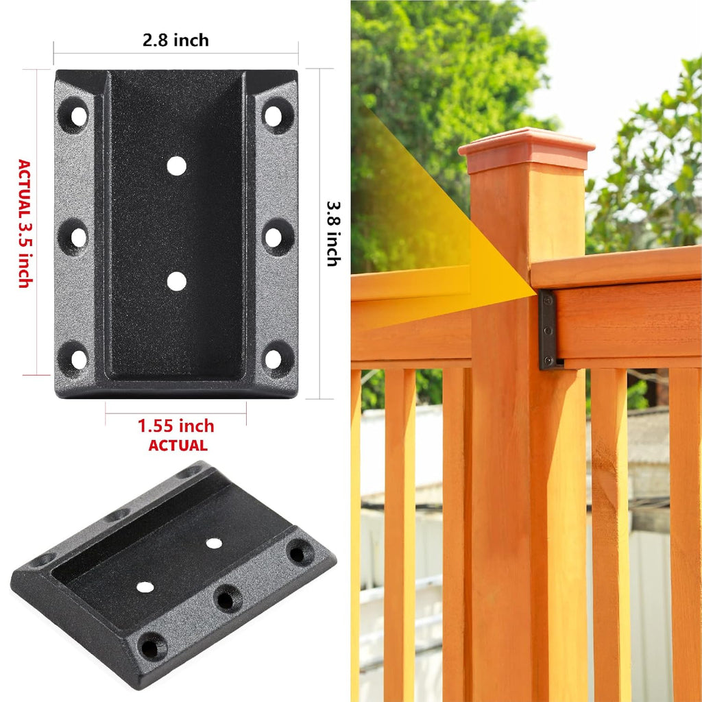 304 Stainless Steel Deck Railing Bracket, 2 Pairs, Black C2569