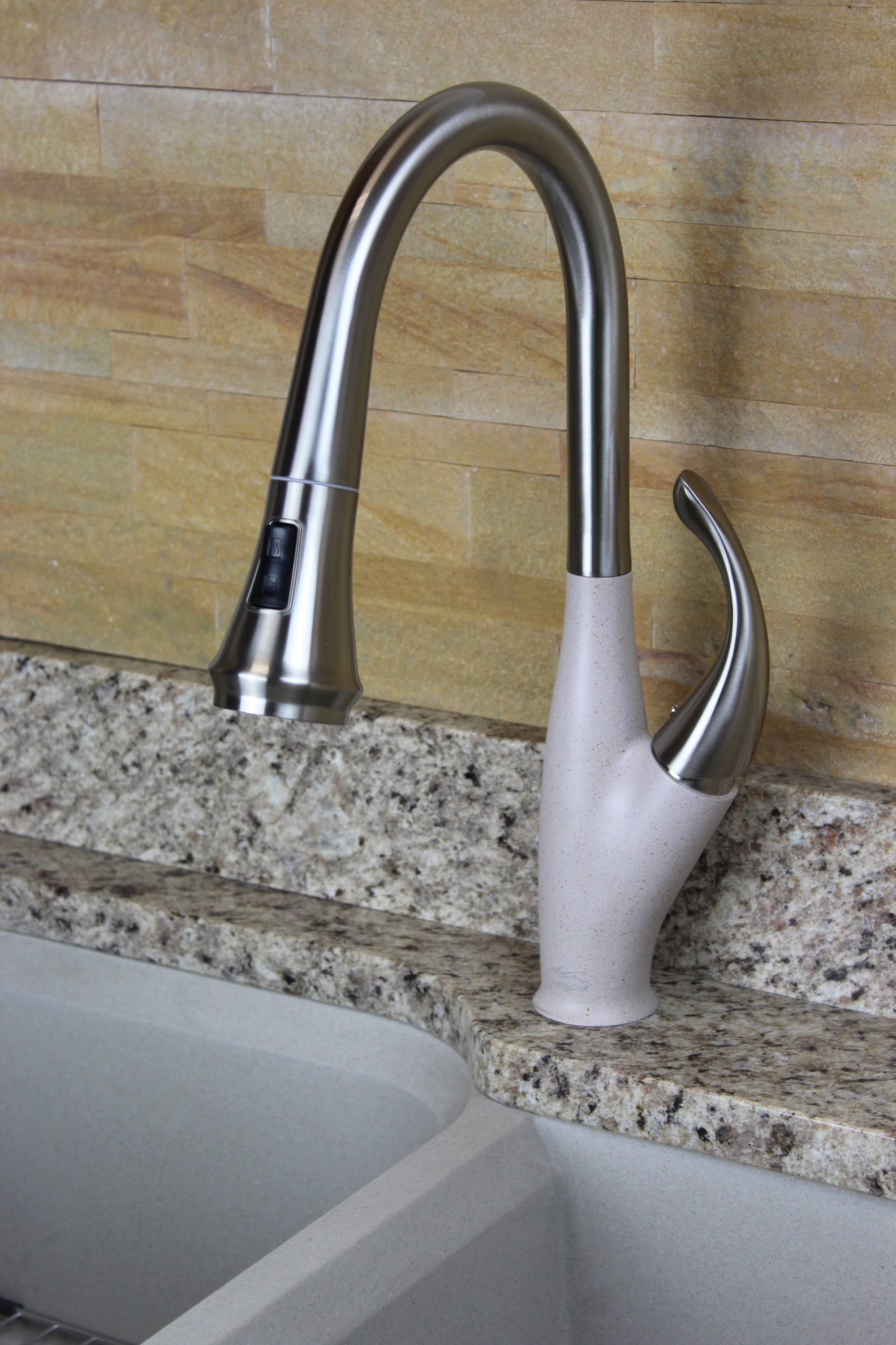 Luxe Stainless/Cafe Latte Pull-Down Kitchen Faucet Y9999