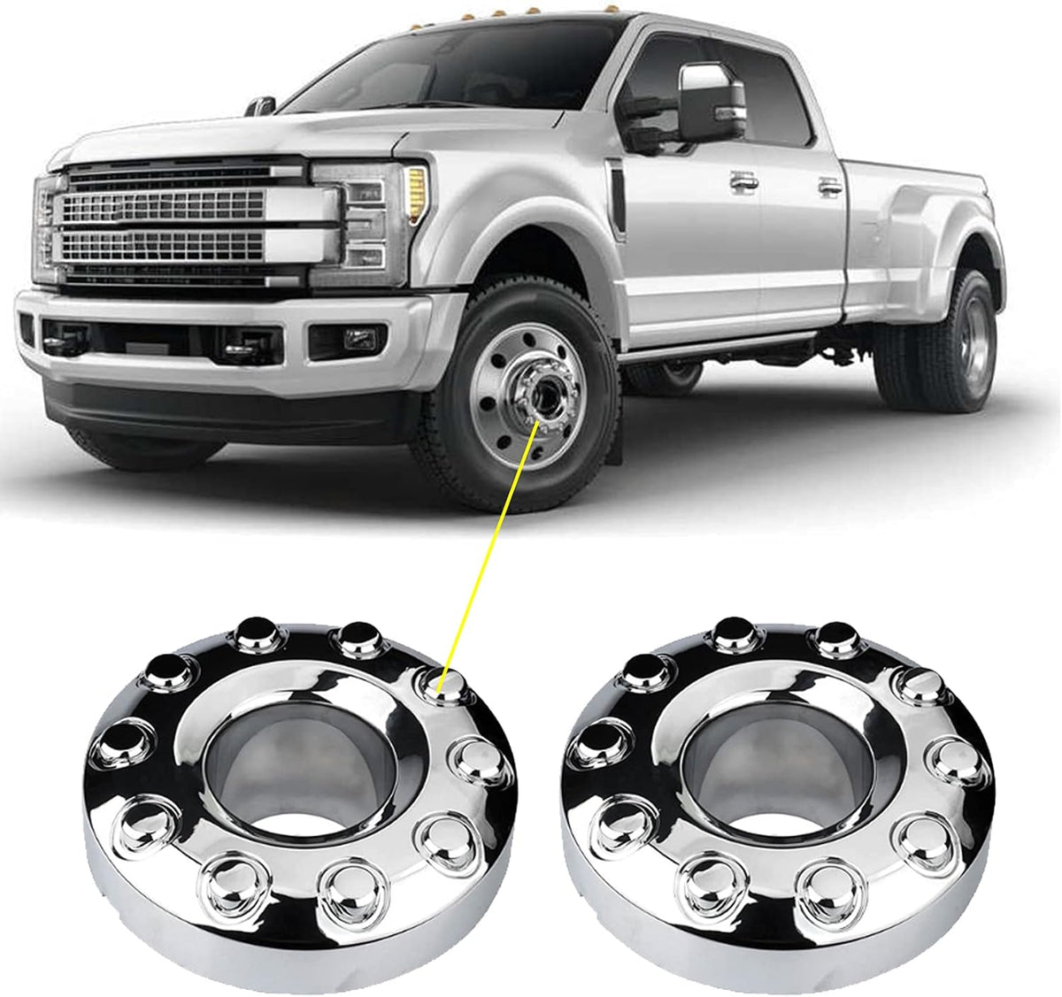 1 Pair Chrome 19.5 Wheel Center Hub Cap F3315