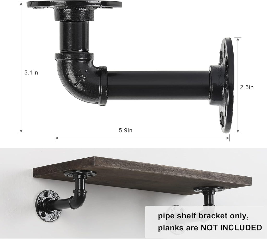 Cast Iron Heavy Duty Elbow Pipe Shelving Brackets (6) C376