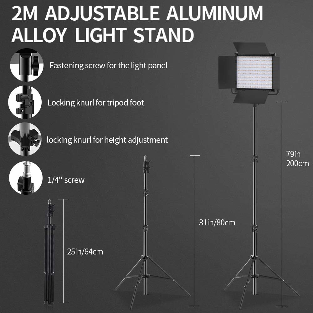 2 Kits Bi-Color LED Video Light Kit with Light Stand A20316