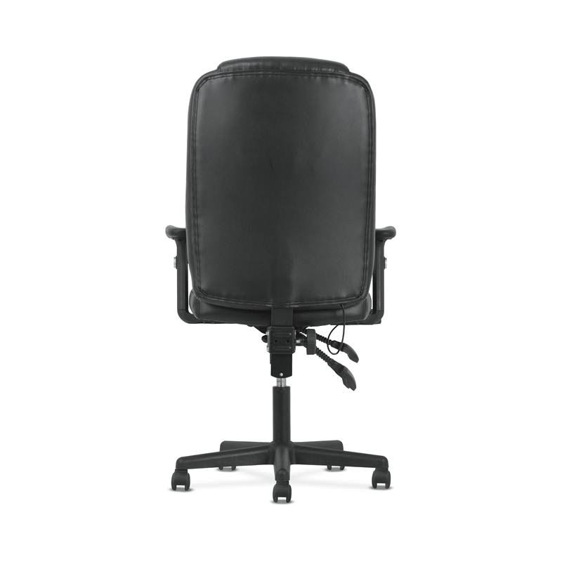Black Leather High-Back Office Chair with Lumbar Support A37147