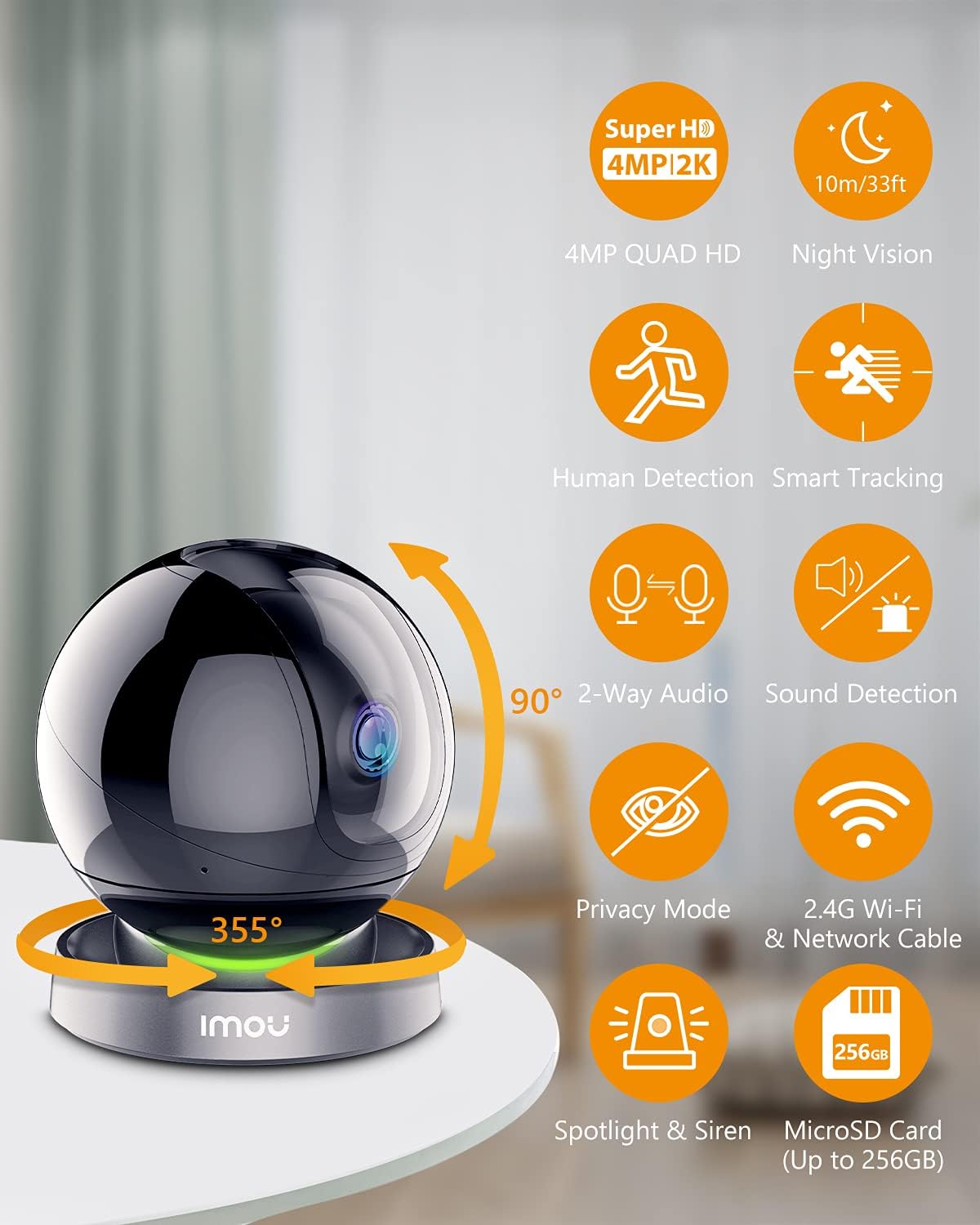 4MP Indoor Pan/Tilt WiFi Camera with Night Vision N900