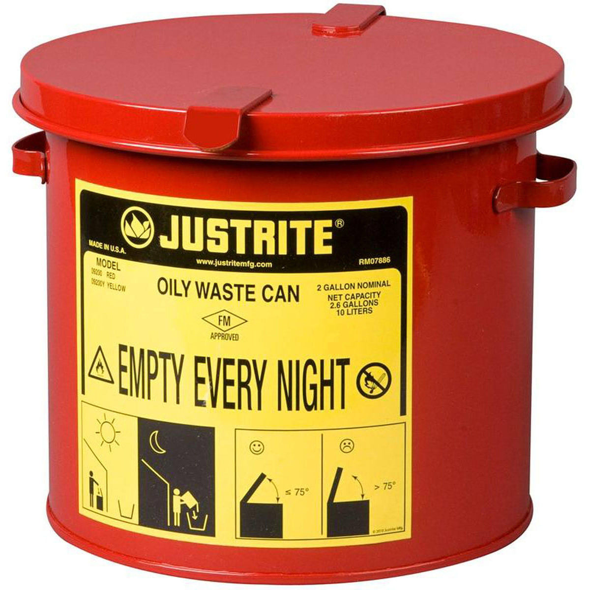 Red Oily Waste Can, 2 Gallon X266