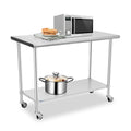 Stainless Steel Prep & Work Table with Caster Backsplash and Adjustable Undershelf F884672