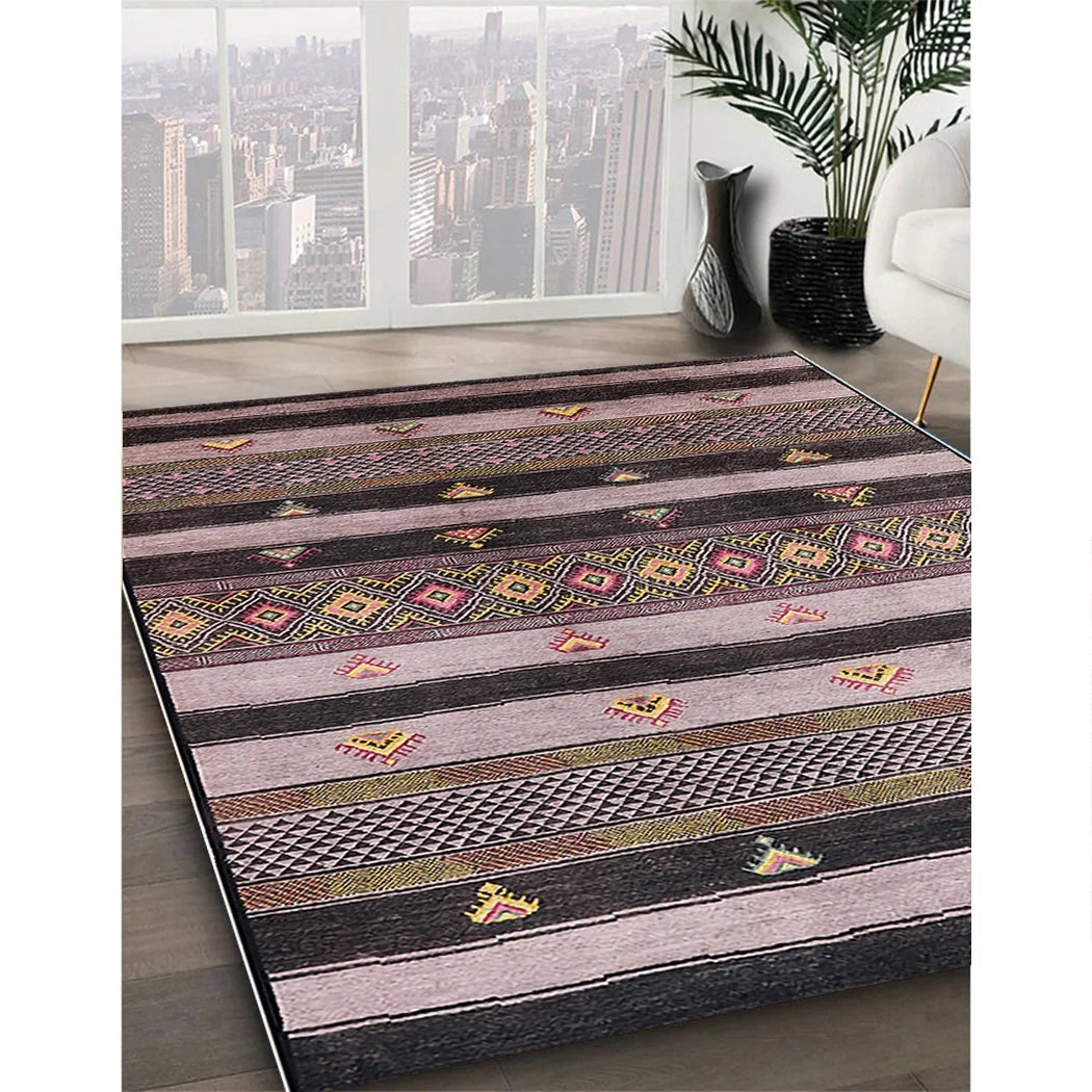 Burgundy Brown Solid Rectangle Area Rug A111963