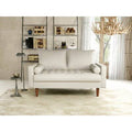 White Faux Leather Square Arm Loveseat J796