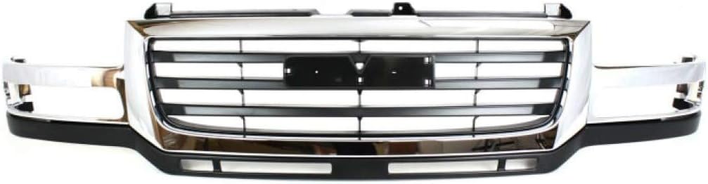 Chrome Shell Painted Black Insert Grille Assembly for 2007 GMC Sierra 2500 HD 3500 Classic O5165