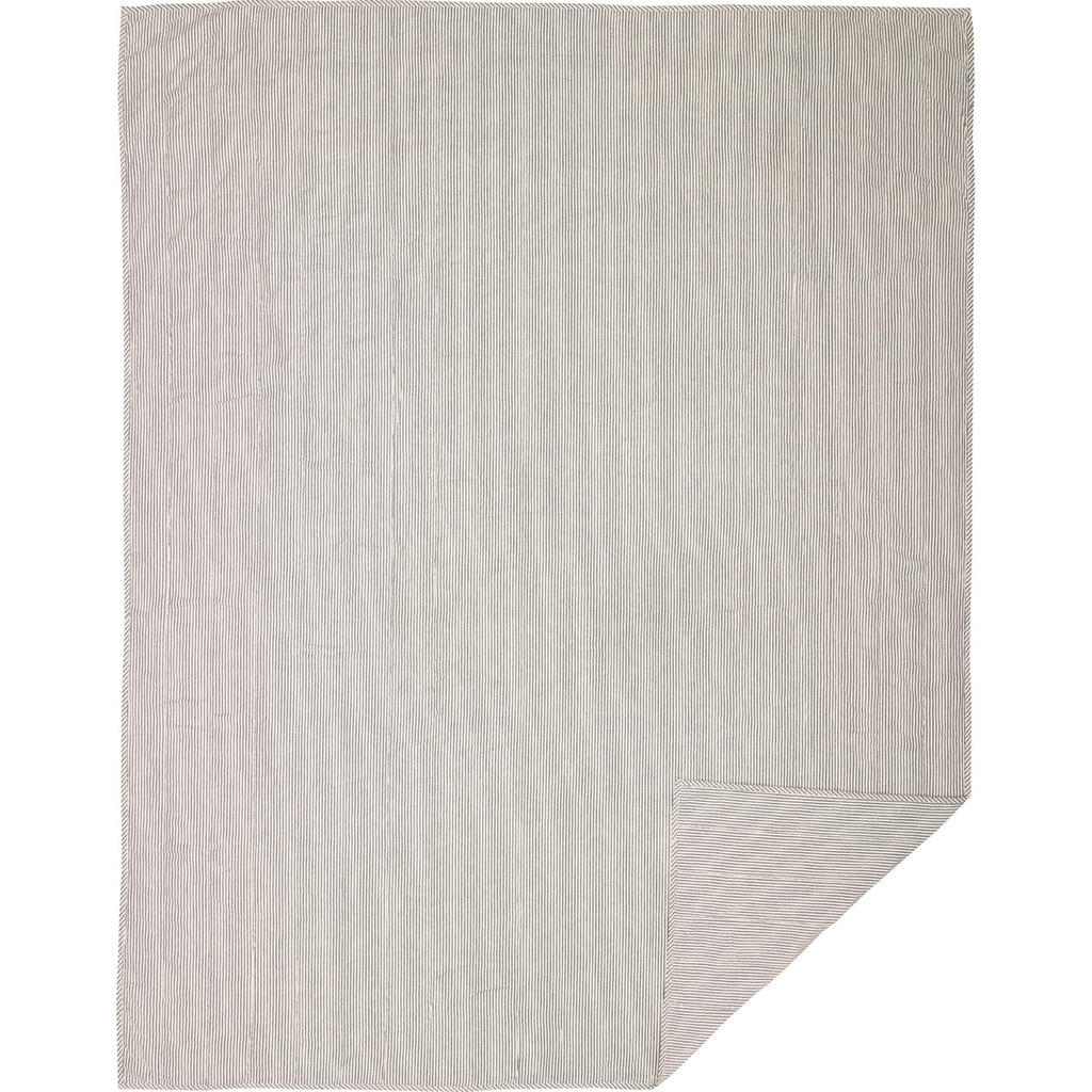 Blue Ticking Stripe King Quilt Coverlet Z242