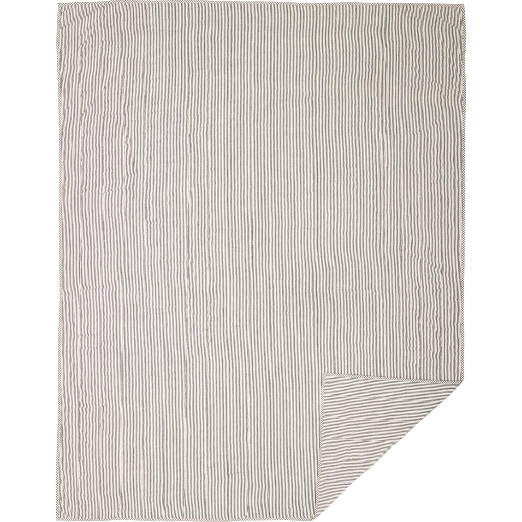 Blue Ticking Stripe King Quilt Coverlet Z242