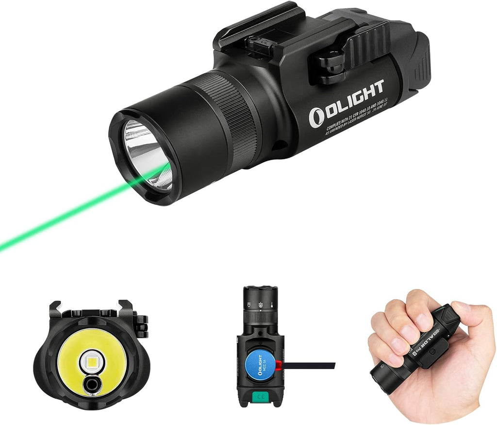 1350 Lumens Magnetic USB Rechargeable Tactical Flashlight with Green Beam and White LED Combo, Rail Mount Weaponlight O7654