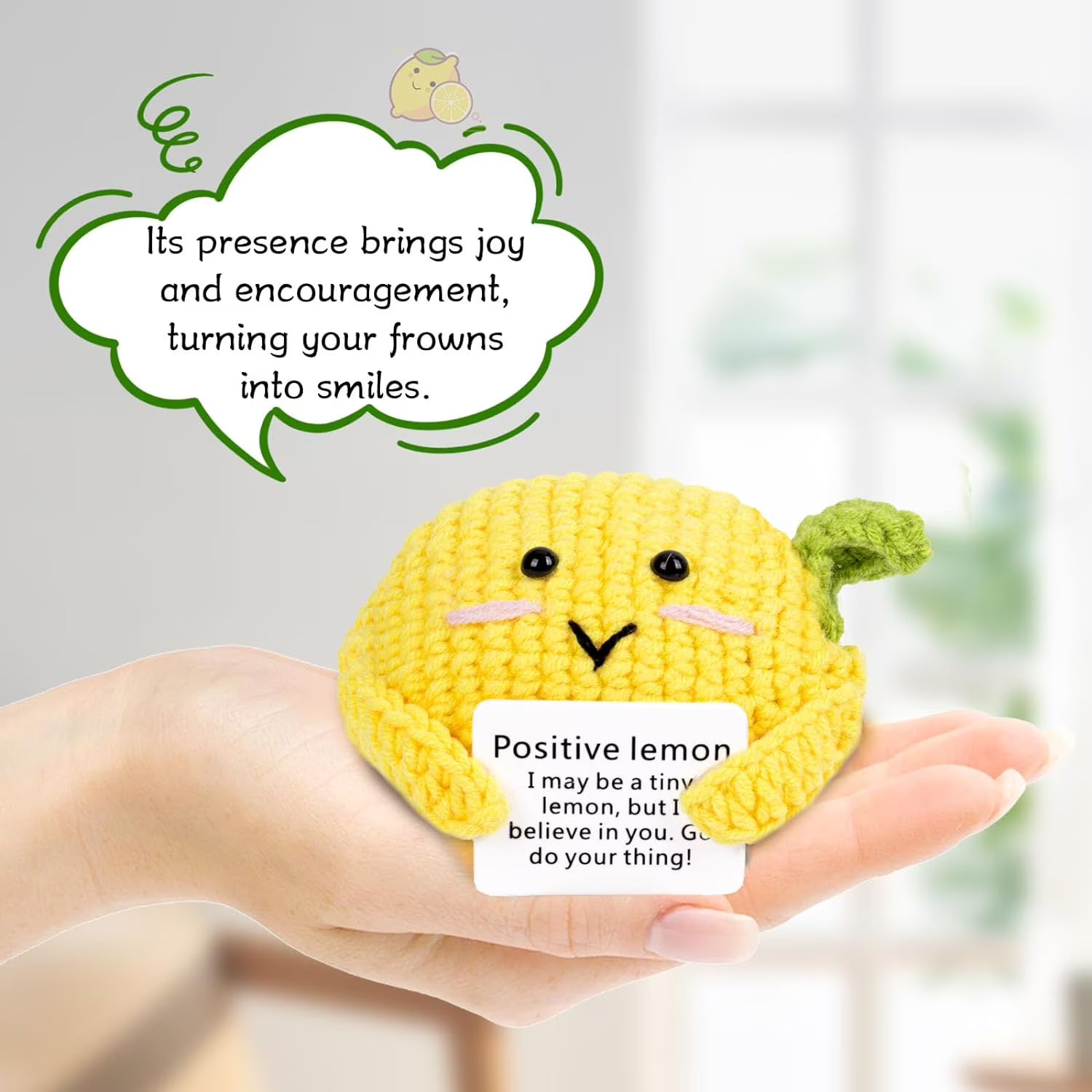 Crochet Lemon with Positive Card Y37510