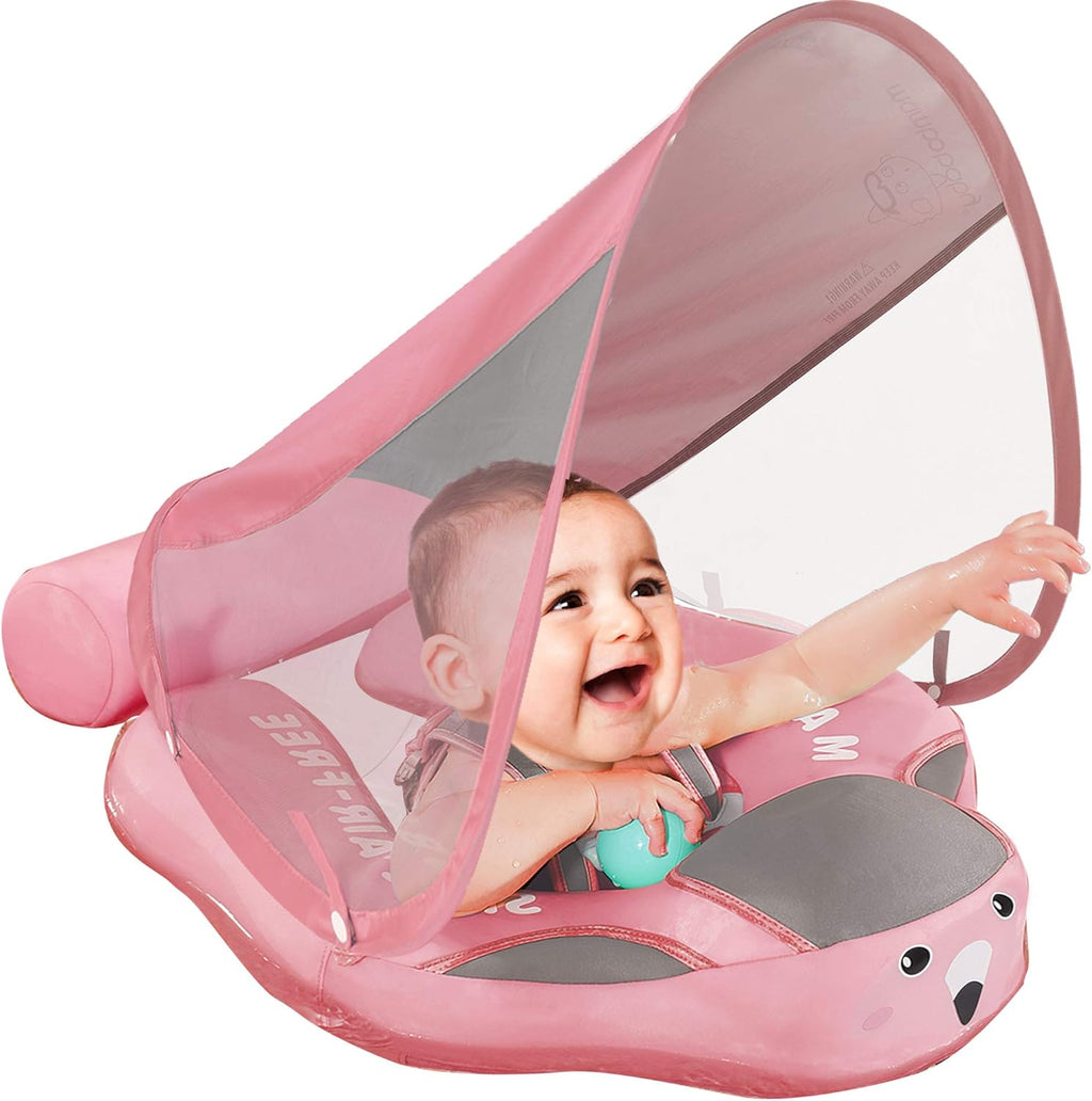Pink Ladybug Baby Swim Ring with Removable UPF 50+ Canopy H786