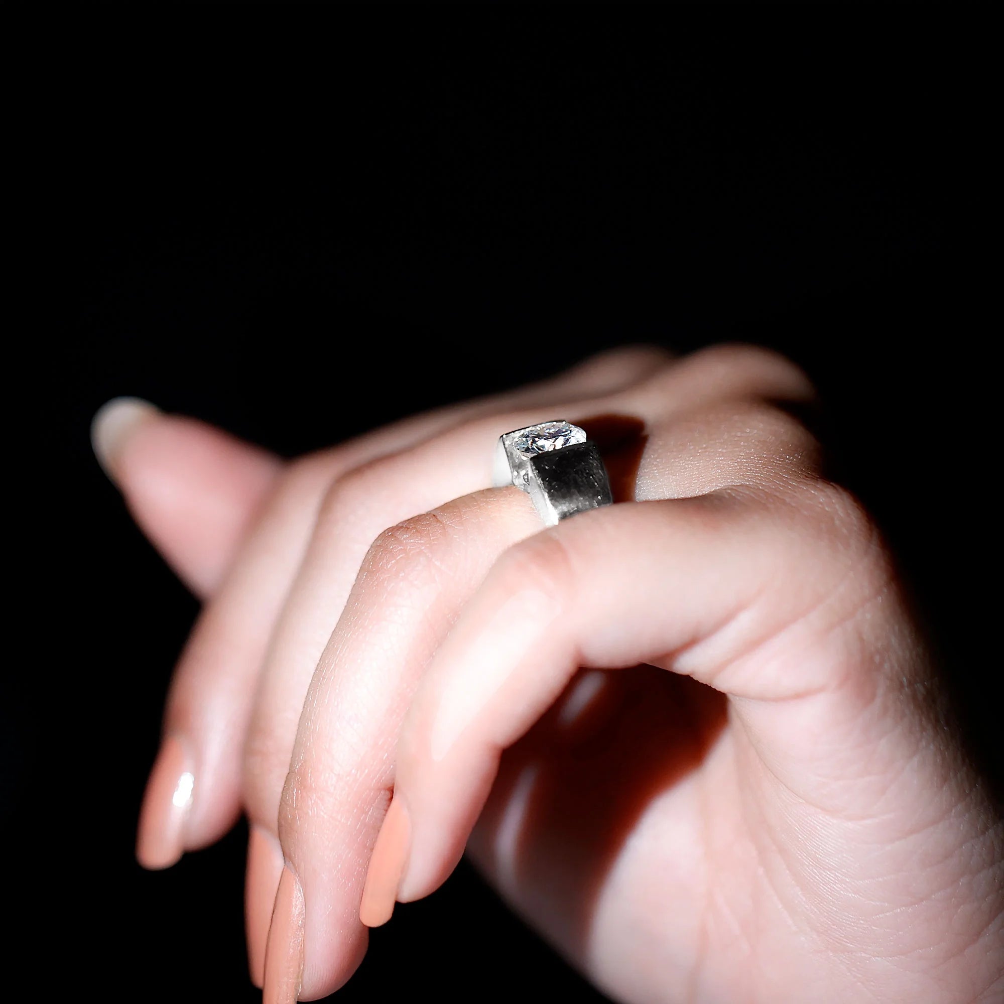 Moissanite Solitaire Engagement Ring, 2 Carat, Sterling Silver, 10K White Gold, US 7.50 F580