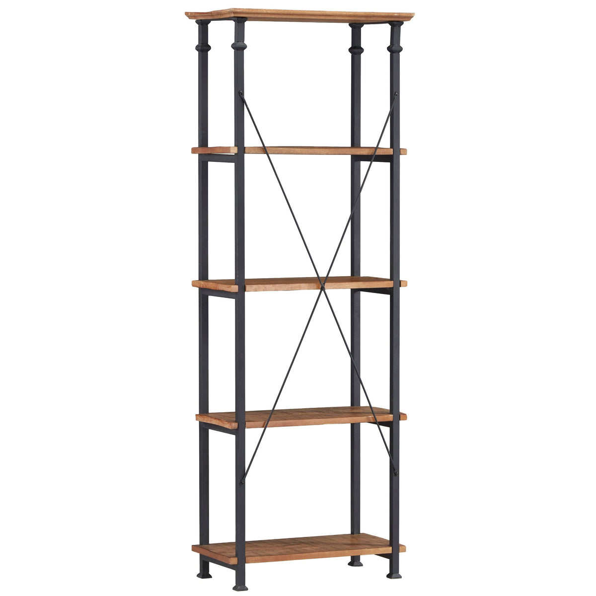 Brown and Black 4 Shelves Wooden Bookcase P5473