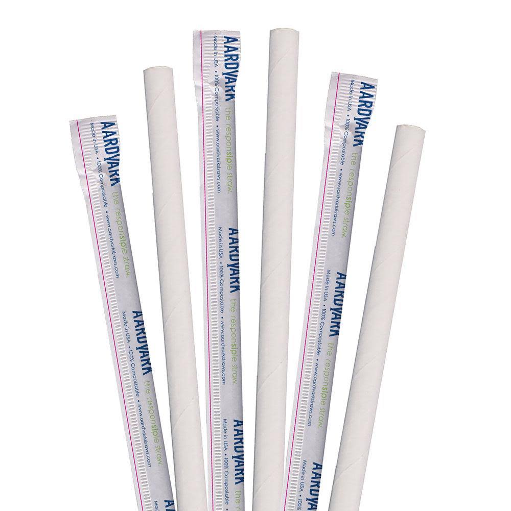 Giant White Wrapped Paper Straw - 2200/Case L26243