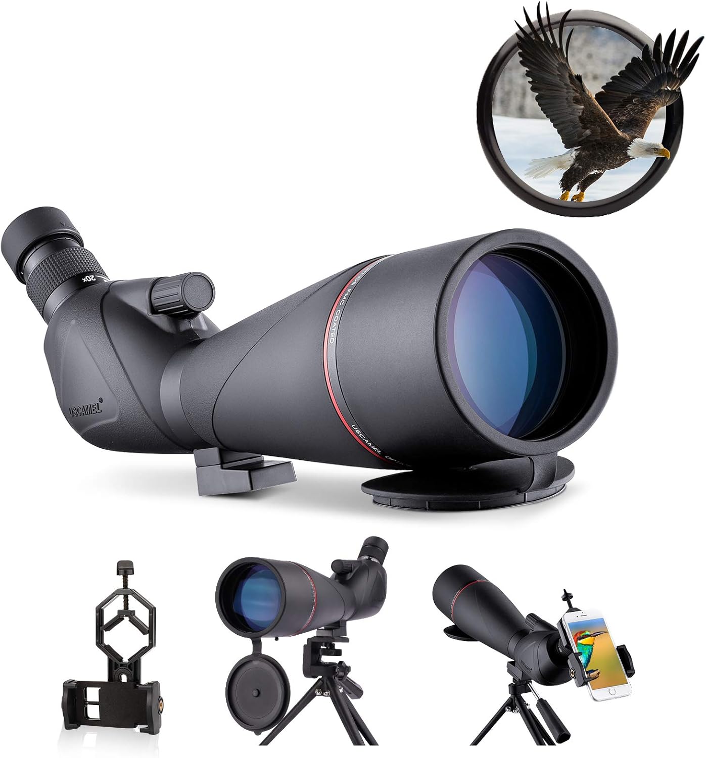 20-60x80 Waterproof HD BAK4 Angled Spotting Scope with Tripod K917781
